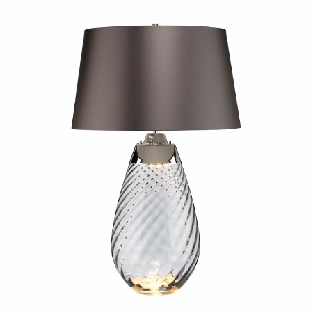 Elstead Lena Large Dual Light Smoke Glass Table Lamp with Slate Shade