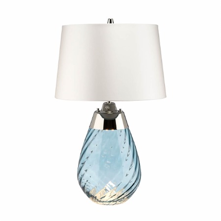 Elstead Lena Small Dual Light Blue Glass Table Lamp with White Shade