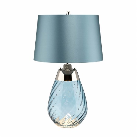 Elstead Lena Small Dual Light Blue Glass Table Lamp with Blue Shade