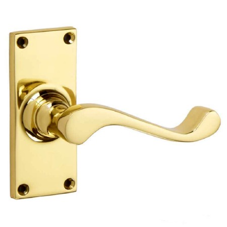 Lincoln Door Latch Handles Polished Brass Unlacquered