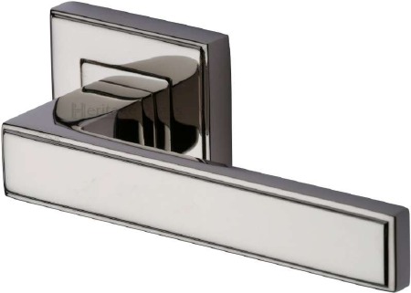 Heritage Linear Square Rose Door Handles DEC5430 Polished Nickel