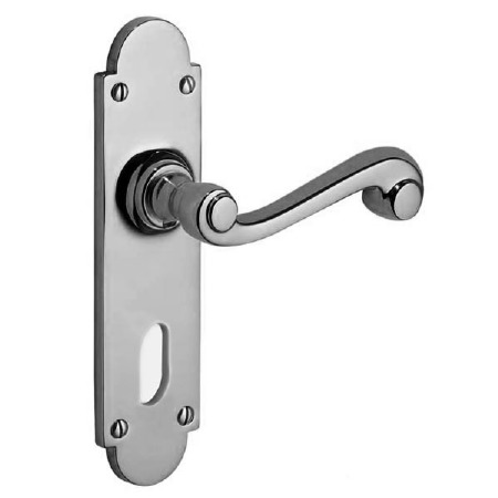 Victorian Constable 604PU Oval Hole Door Lock Handles Polished Chrome