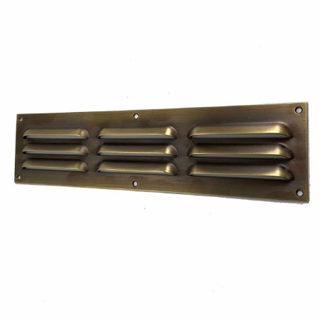 Louvre Air Vent Cover 12" x 3" Antique Brass Unlacquered