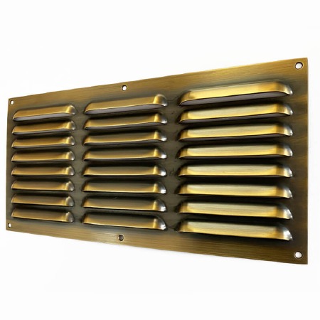 Louvre Air Vent Cover 12" x 6" Antique Brass Unlacquered