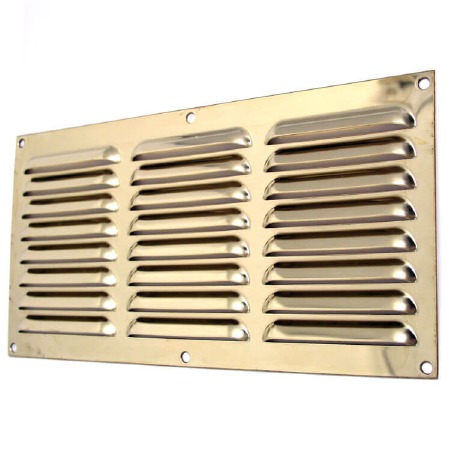 Louvre Air Vent Cover 12" x 6" Polished Brass Unlacquered