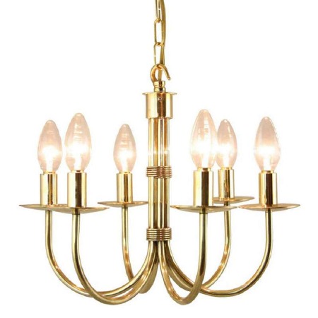 Malmo 6 Light Chandelier Polished Brass Unlacquered