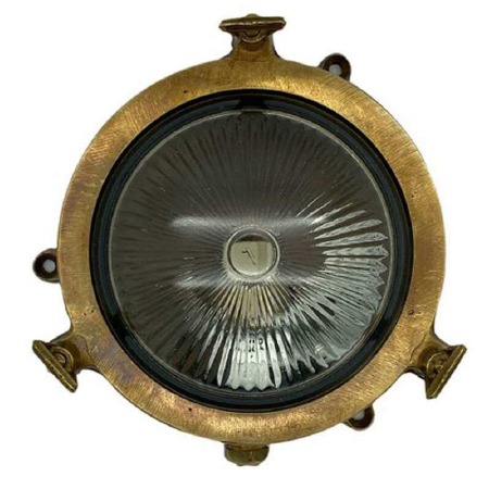Mini Plain Porthole Round Outdoor Bulkhead Light Antique Brass