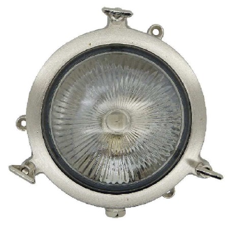 Mini Plain Porthole Round Outdoor Bulkhead Light Satin Nickel