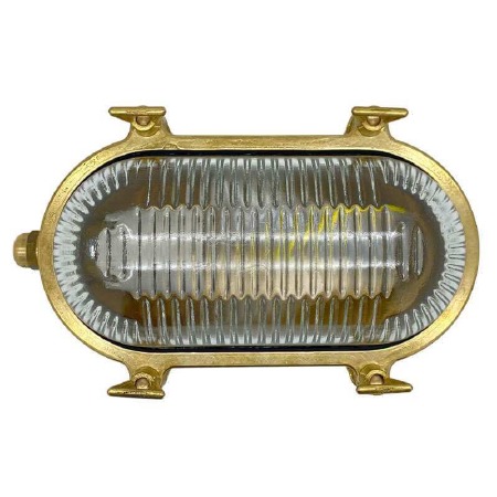 Mini Oval Outdoor Bulkhead Light Raw Brass