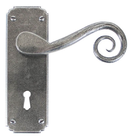 From The Anvil Monkeytail Door Lock Handles Pewter
