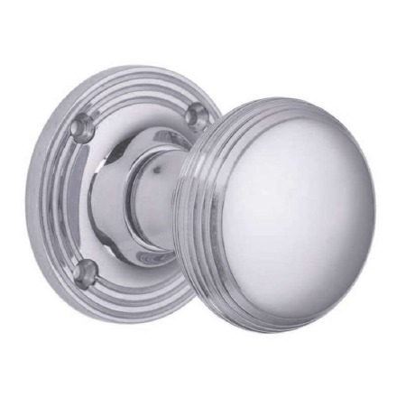 Reeded Cushion Bun Door Knobs Polished Chrome