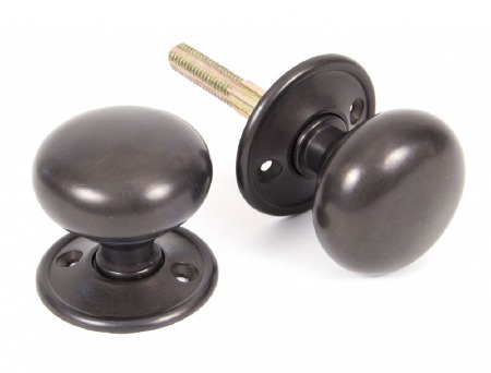 From The Anvil Mushroom Mortice or Rim Door Knobs Aged Bronze