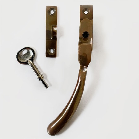 Aston Night Vent Window Handle Polished Solid Bronze Antiqued