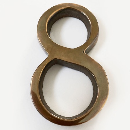 Aston Numeral 8 Pin Fix Polished Solid Bronze Antiqued