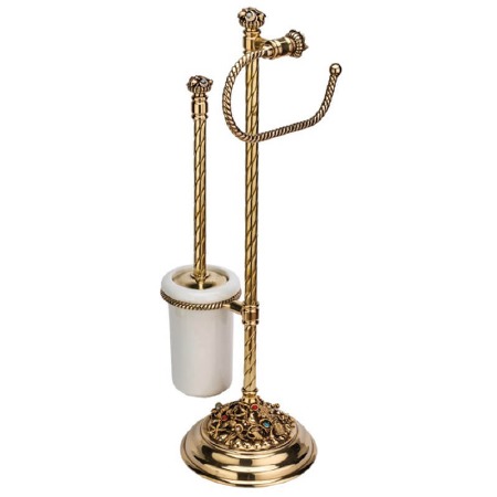 Oceano Toilet Brush & Roll Holder Set Polished Brass