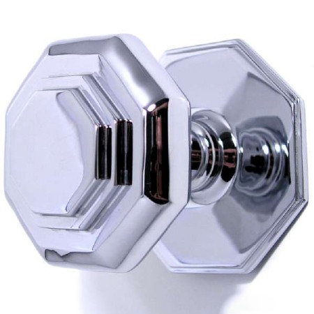 Aston Centre Door Knob Octagonal Cushion Polished Chrome