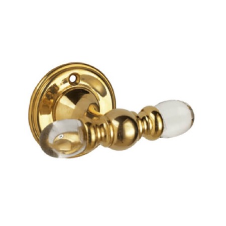 Olive Double Robe Hook Polished Brass