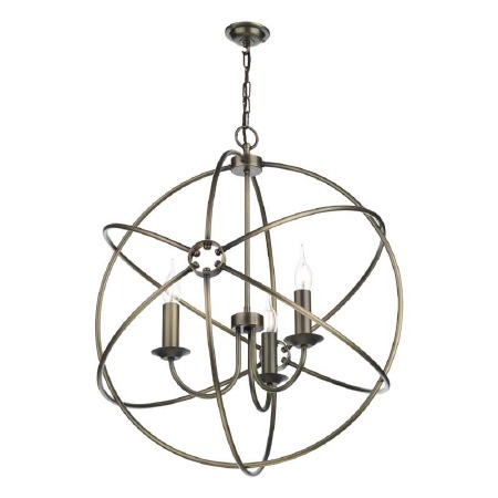 David Hunt Orb 3 Light 600mm Chandelier Antique Brass