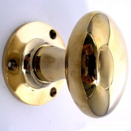 Aston Oval Door Knobs Polished Brass Unlacquered 59mm