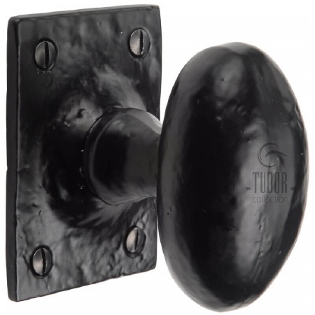 Heritage Tudor Oval Mortice Knob TC550 Black Ironwork