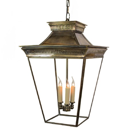 Pagoda Hanging Lantern Large Renovated Brass