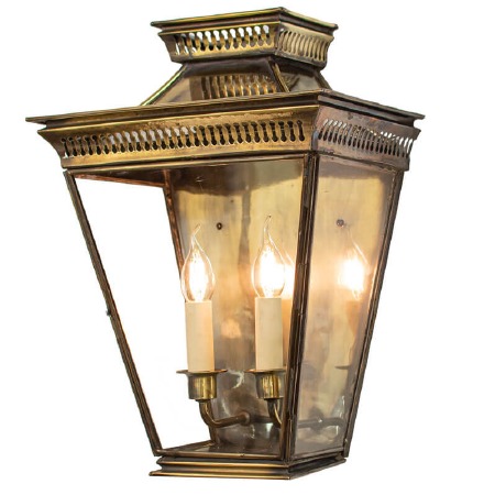 Pagoda Large Flush Outdoor Lantern Renovated Brass