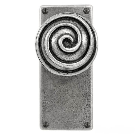 Finesse Swirl Jesmond Door Knobs on Latch Plate FD117 Solid Pewter
