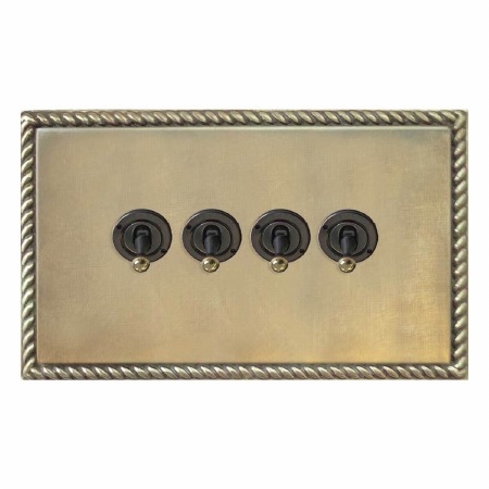Georgian Dolly Switch 4 Gang Antique Satin Brass
