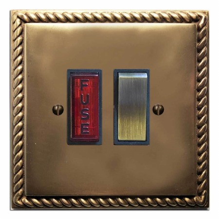 Georgian Switched Fused Spur Illuminated Hand Aged Brass