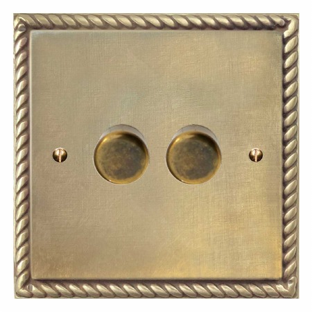 Georgian Dimmer Switch 2 Gang Antique Satin Brass