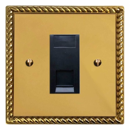 Georgian Telephone Socket Secondary Polished Brass Unlacquered