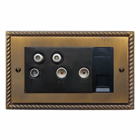 Georgian Sky+ Socket Antique Brass Lacquered