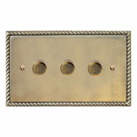 Georgian Dimmer Switch 3 Gang Antique Satin Brass