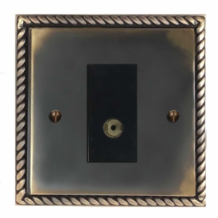 Georgian TV Socket Outlet Dark Antique Relief