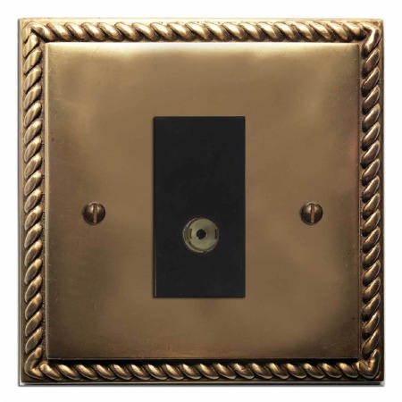 Georgian TV Socket Outlet Hand Aged Brass