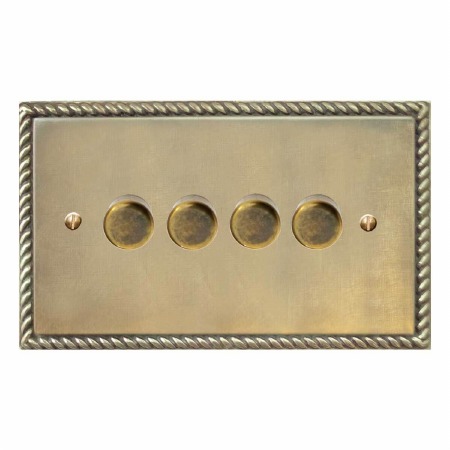 Georgian Dimmer Switch 4 Gang Antique Satin Brass