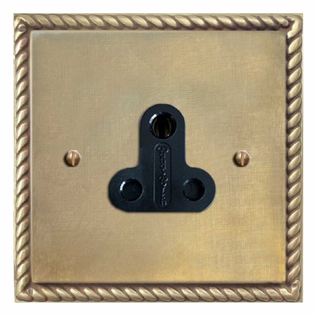 Georgian Lighting Socket Round Pin 5A Antique Satin Brass