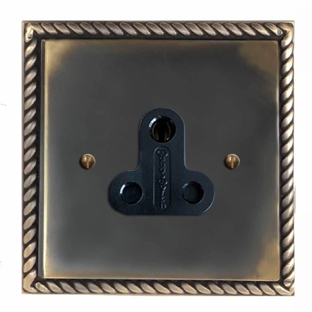 Georgian Lighting Socket Round Pin 5A Dark Antique Relief