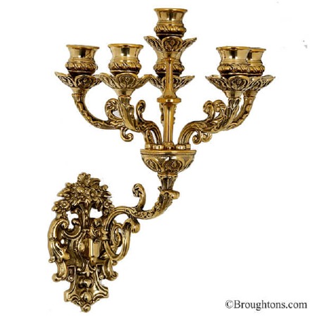 Piano 6 Candle Wall Sconce Brass