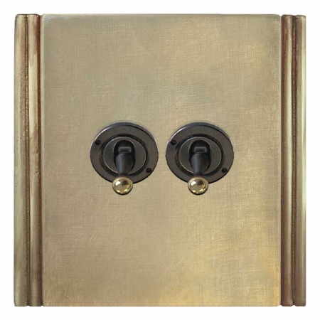 Plaza Dolly Switch 2 Gang Antique Satin Brass