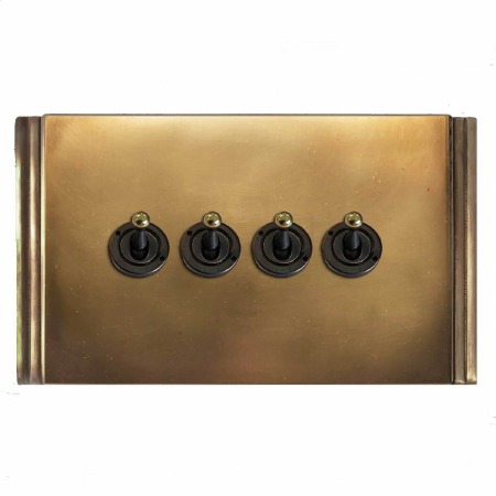 Plaza Dolly Switch 4 Gang Hand Aged Brass