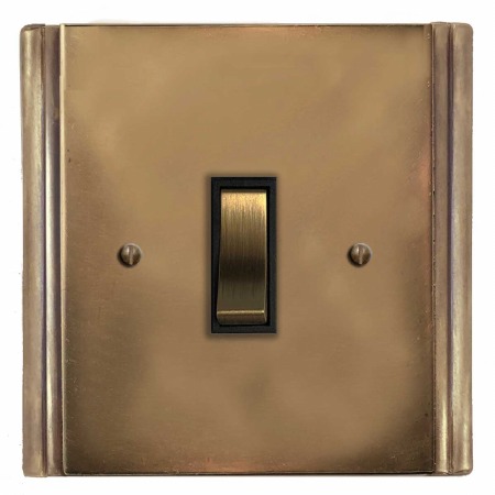 Plaza Rocker Light Switch 1 Gang Hand Aged Brass