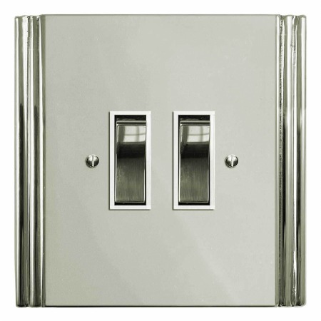 Plaza Rocker Light Switch 2 Gang Polished Nickel