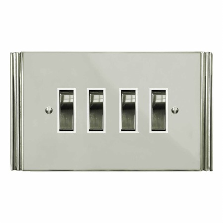 Plaza Rocker Light Switch 4 Gang Polished Nickel
