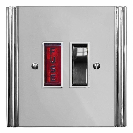 Plaza Switched Fused Spur Illuminated Polished Chrome & White Trim
