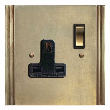 Plaza Switched Socket 1 Gang Antique Satin Brass