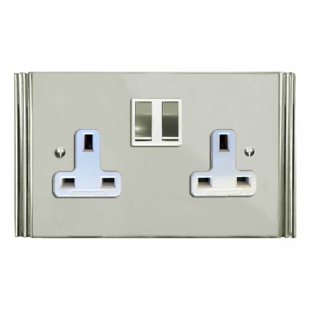 Plaza Switched Socket 2 Gang Polished Nickel