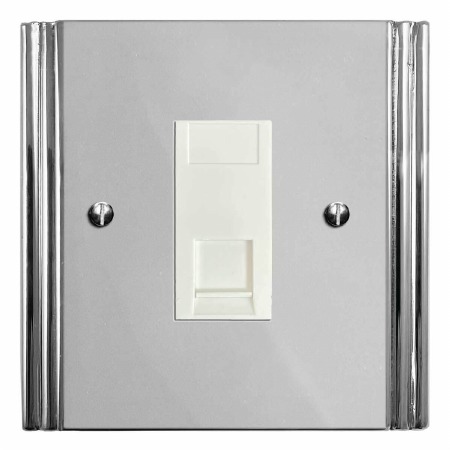 Plaza Telephone Socket Secondary Polished Chrome & White Trim