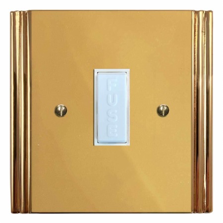 Plaza Fused Spur Connection Unit 13 Amp Polished Brass Lacquered & White Trim