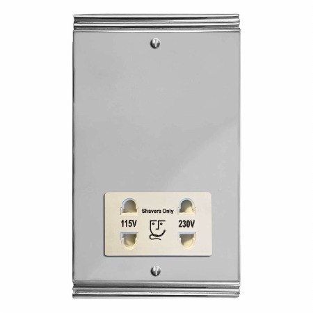 Plaza Shaver Socket Polished Chrome & White Trim